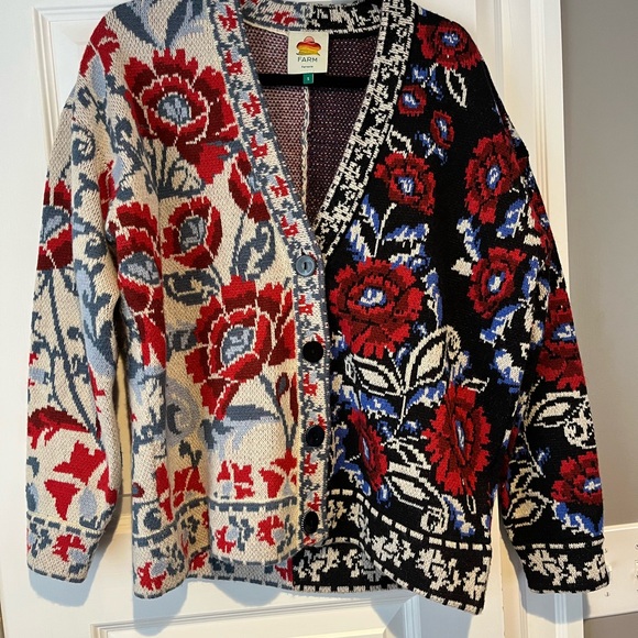 FARM Rio Black Mixed Valentina V Neck Knit Cardigan - Picture 1 of 13